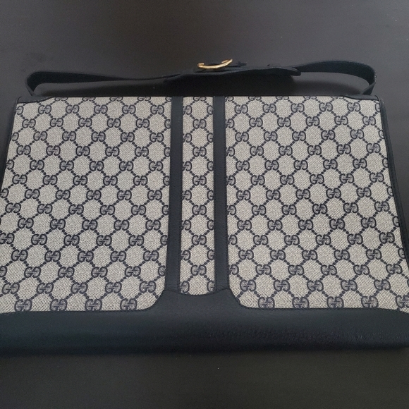 VTG Gucci Navy Monogram Canvas Attache Briefcase - Picture 3 of 14